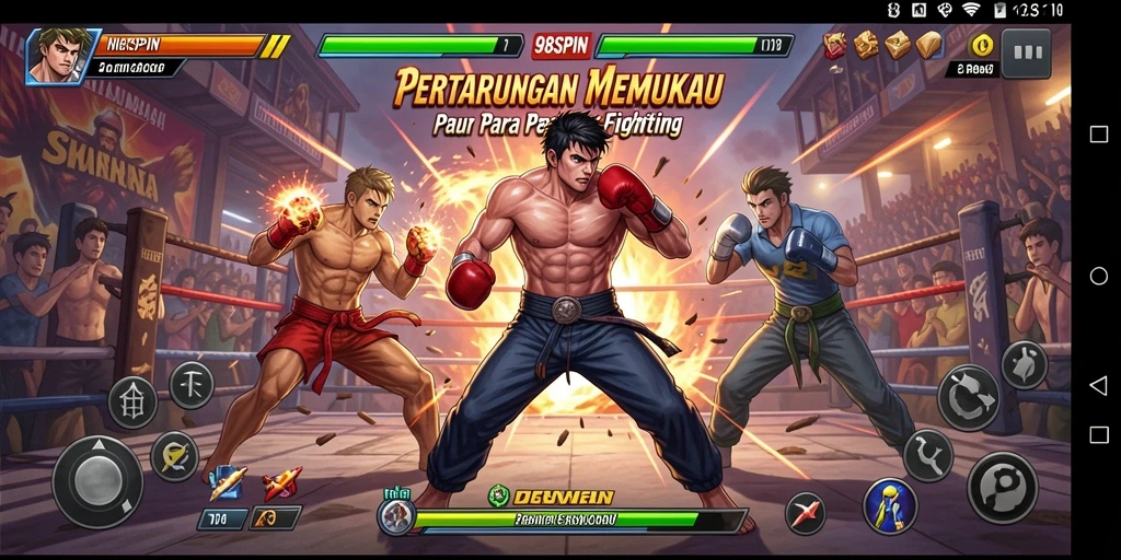 Screenshot gameplay 98SPIN yang menampilkan aksi pertarungan yang intens.