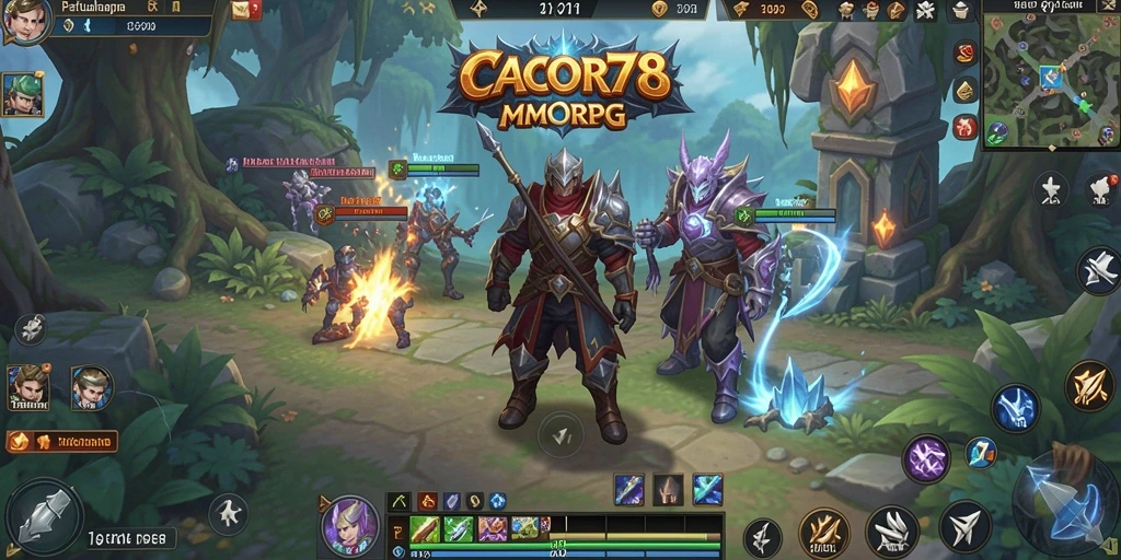 Tangkapan layar menunjukkan aksi pertempuran intens dalam CACOR78 selaku game MMORPG.