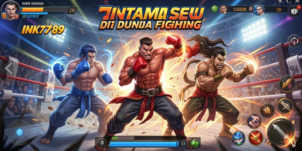 Screenshot utama INK789 menampilkan pertarungan karakter yang penuh aksi dan efek visual yang menakjubkan.