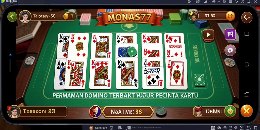 Screenshot gameplay MONAS77 menampilkan aksi seru permainan Domino.