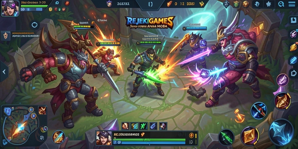 Screenshot dari gameplay seru REJEKIGAMES dengan aksi menarik dan strategi tim.