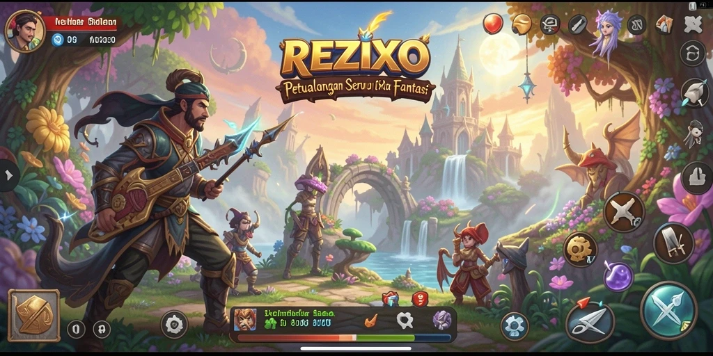 Tampilan gameplay seru dari REZIXO yang menampilkan aksi petualangan.