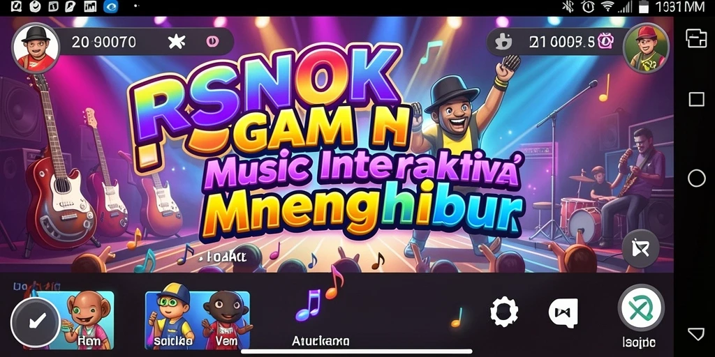 Tampilan gameplay RSNOK dengan berbagai tantangan musik yang mengasyikkan.