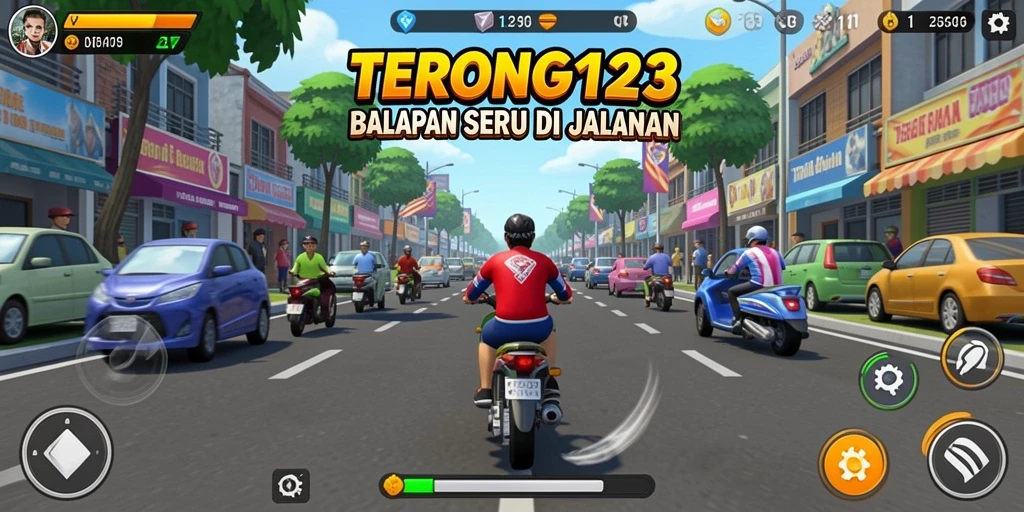Tampilan gameplay balapan seru dan mendebarkan di TERONG123.