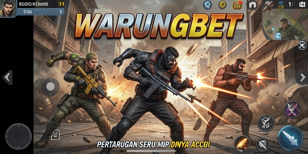 Screenshot utama menampilkan karakter bertarung dalam aksi seru.